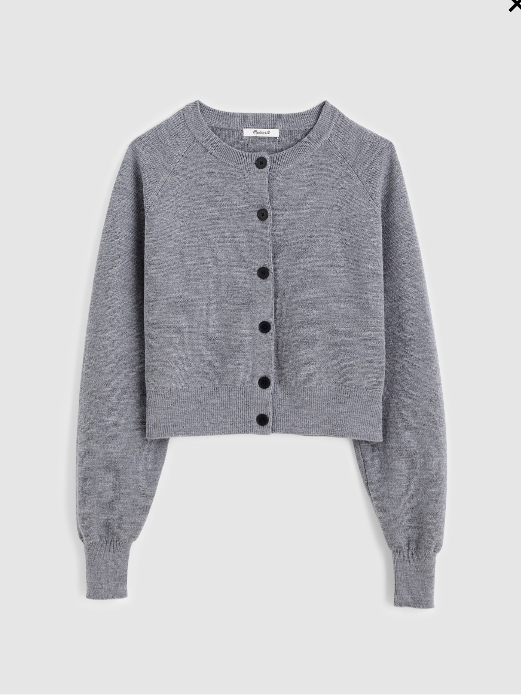 Nwt Madewell Gray Cardigan - Merino Wool - Cropped Cardigan